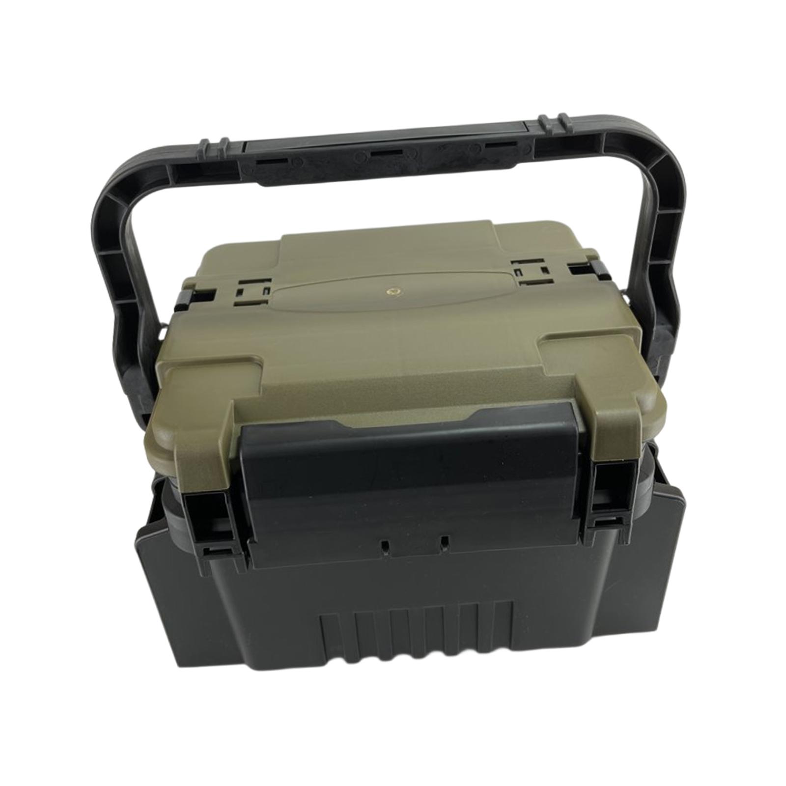 Wswqop Fishing Tackle Box Organizer with Shoulder Strap with Compartments Carrying Case Green