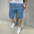 thumbnail image 5 of Homeyce Men's Cargo Shorts Elastic Waist Long Blew Knee Capri Shorts with Multi-Pockets Knee Length Cargo Shorts Relaxed Fit Work Fishing Hiking Short Pants,Blue S, 5 of 6