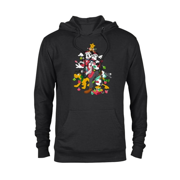 Disney Mickey Minnie Goofy Pluto Chip Dale Christmas Tree - Pullover Hoodie for Adults – Customized-Black