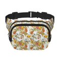 thumbnail image 1 of Fotbe Ducks and Flowers Cangurera Cuadrada con Estampado de Doble Capa, Bolsa de Cintura Ajustable Mini para Hombres y Mujeres, 1 of 9