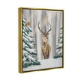 thumbnail image 3 of Stupell Industries Seasonal Deer Winter Landscape Holiday Painting Gold Floater Framed Art Print Wall Art, 3 of 6