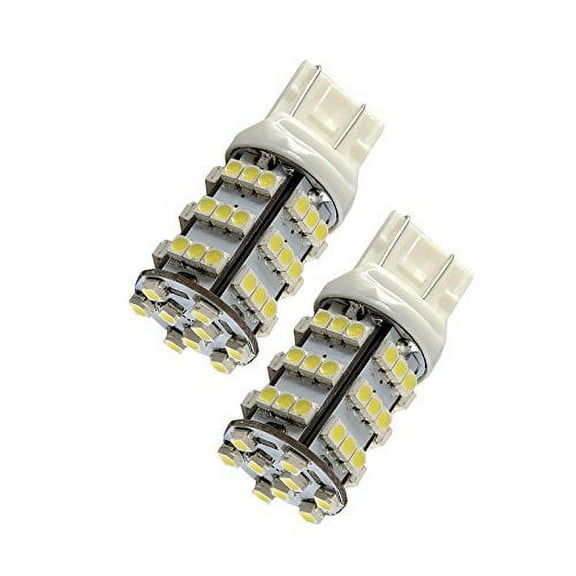 7443 White New 3528 Chip 54 SMD Turn Signal/Brake/Tail/Reverse/Parking Light Bulbs (7443, White)