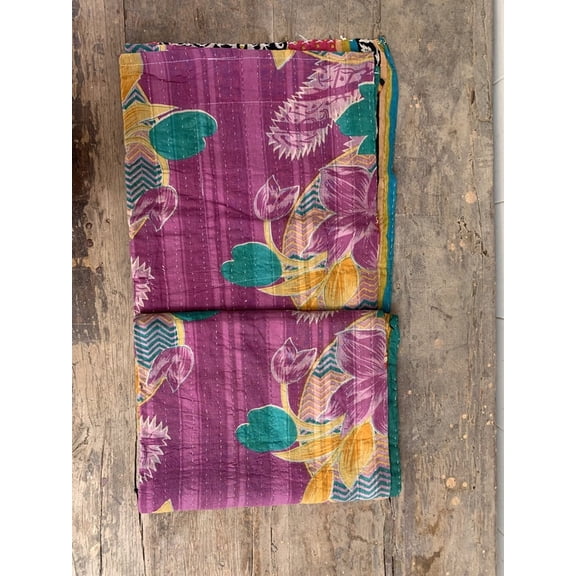 Sleeping Mat Counterpane Stitched Gudari Bedspread Printed Kantha Throw Blanket