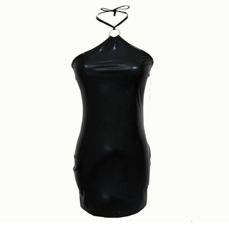 

FreshLook Women Sexy Leather Bandage Hollow Out Temptation Racy Sleepwear Club Set Valentine s Nightgown Pajamas Black / 2XL