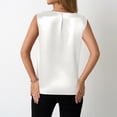thumbnail image 4 of Stichou Women's Silk Satin Tank Tops V Neck Pleated Dressy Casual Sleeveless Blouses Spring Summer Business Work Shirts White L, 4 of 5