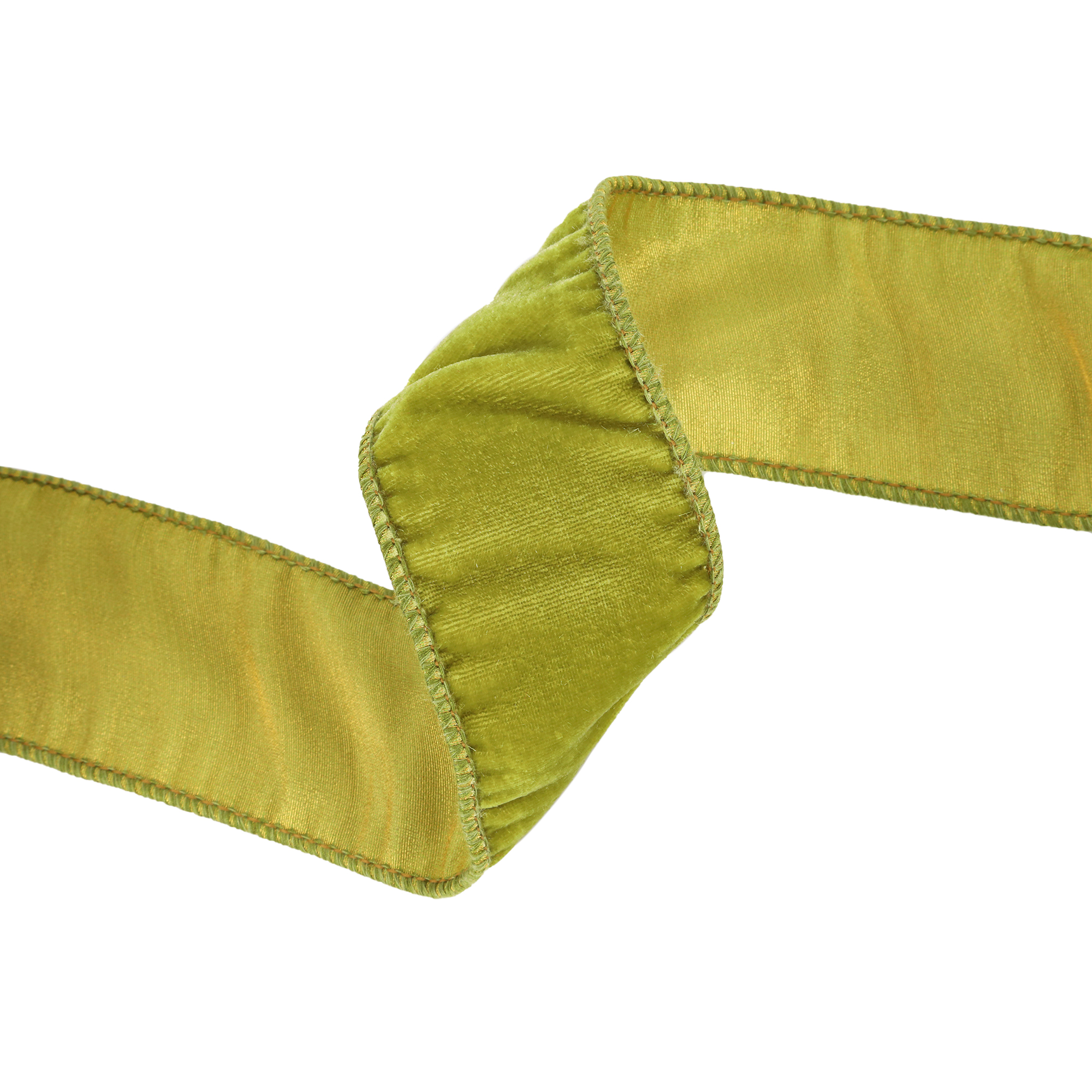 LaRibbons 2 1/2" Wired Premium Velvet Ribbon, Apple Green, 10 Yard Roll
