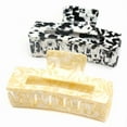 thumbnail image 2 of QinGoo Large Rectangle Hair Claw Clip for Thick Hair Strong Hold Women Hair Accessory 1 Count, 4.1 inch, Black White, 2 of 5