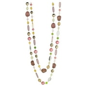 TAZZA WOMEN'S GOLD-TONE GLITTER CRYSTALS FAUX PEARLS AND BEADS LONG NECKLACE #N12733 GLD GRN