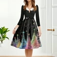 thumbnail image 5 of Christmas Dresses for Women Christmas Print Flare Dress For Women Long Sleeve Dress Hollow Party Casual Dresses with V Neck for Holiday Party,Dark Gray,2XL, 5 of 5