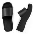 thumbnail image 5 of Spencer Women Platform Sandals Soft Padded Platform Wedges Slide Sandals Comfy Square Open Toe Summer Slides Trendy Slippers, Black, 5 of 9