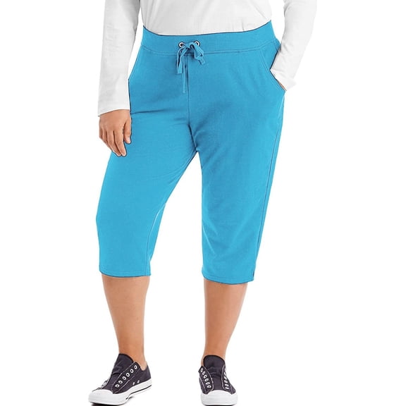 WGRFFH Capris for Women Plus Size French Terry Capris with Pockets Lounge Pants Trousers Ankle Summer Pants Full Length Capri Stretch Cropped Workout Pants Comfortable Capri Pants Blue