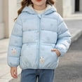 thumbnail image 3 of DJDLJWCJ Girls Bear Ears Jacket Cute Printed Puffer Coat Zip Up Winter Warm Jacket with Hood Light Blue Size 3T, 3 of 9