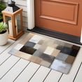 thumbnail image 4 of 2x3 Ft Entryway Area Rug, Brown Beige Plaid Kitchen Rug Runner Washable Floor Mat, Abstract Oil Painting Checkered Non Slip Indoor Door Mat Throw Carpet for Bathroom Living Room Bedroom, 4 of 8