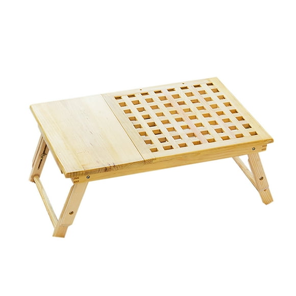 Yeacher Wooden Laptop Desk Bed Study Computer Table Flexible Design Adjustable Feet for Home Daily