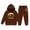 Brown, variant on Girls Outfit Set Fashion Print Long Sleeve Hooded Sweatshirt Trousers Kids Loose Comfy Fall Athletic Warm Outfits