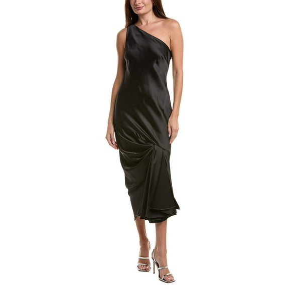 Halston womens  Viola Satin Gown, 6, Black