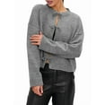 thumbnail image 2 of Women'S Tie Front Cardigan Sweaters Chunky Knit Long Puff Sleeve Trendy Fall Winter Jacket Coats Gray L, 2 of 9