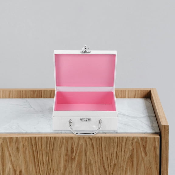 SOPOTUTU White Paper Storage Box with Handle for Desktop Organizer and Multipurpose Use