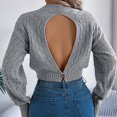 thumbnail image 7 of DHFJKG Women's Sweaters Cropped Top Knitted Hollow Out Long Sleeve Pullover Crop Sweater Autumn Winter Stylish Jumper Tops, 7 of 7