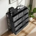 thumbnail image 2 of Ktaxon Dresser with 6 Big 3 Small Drawers - Furniture Storage Tower Unit, Steel Frame, Wood Top, Easy Pull Fabric Bins, Black, 2 of 10