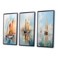 thumbnail image 3 of Designart "Watercolor Sails Sailboat" Nautical & Beach Framed Wall Art Set Of 3 - Multi-Color Boat Sailing Frame Gallery Set For Office Decor, 3 of 6