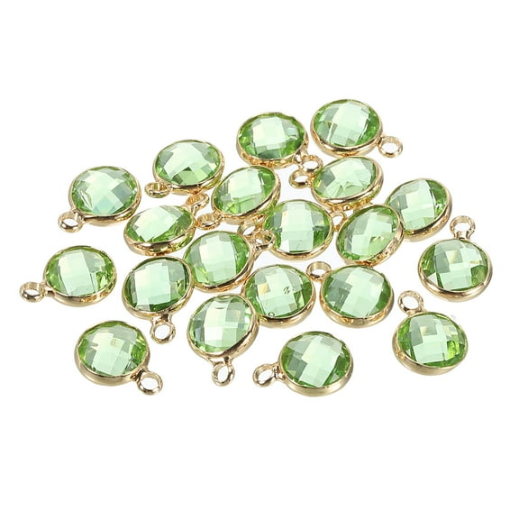 Crystal Birthstone Charm, August Pendants Drop Bead Light Green, for Jewelry Making, 20 Pack