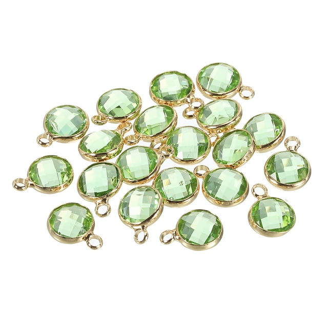 Unique Bargains Crystal Birthstone Charm, August Pendants Drop Bead Light Green, for Jewelry Making, 20 Pack