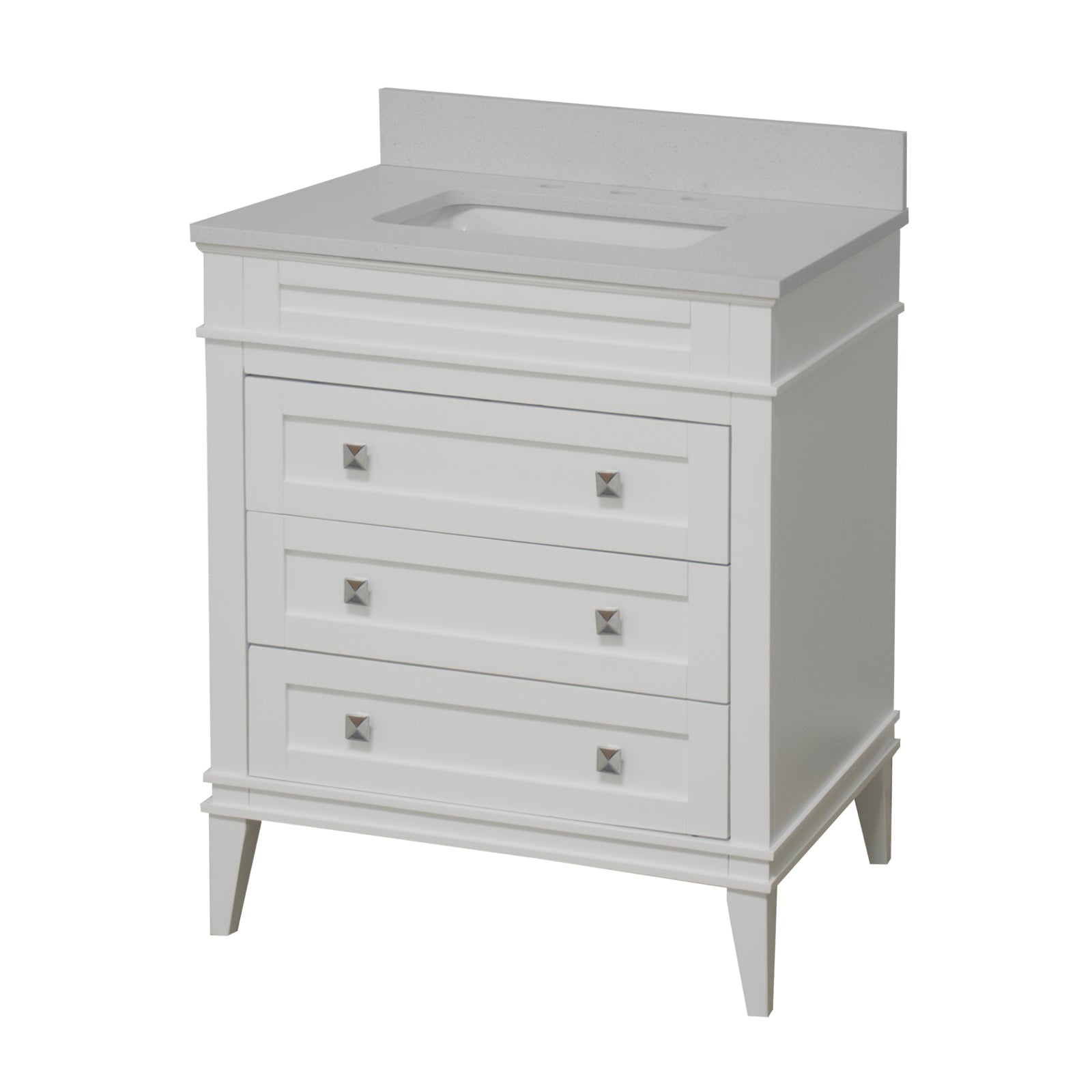 Eleanor 30" Bathroom Vanity with White Cabinet and Quartz Top