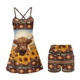 thumbnail image 5 of Yuyamidu Highland Cow Women's Summer Tennis Dress Size L Southwest Aztec Spaghetti Strap Backless Workout Golf Dresses Mini Dress with Shorts and Pockets, 5 of 7