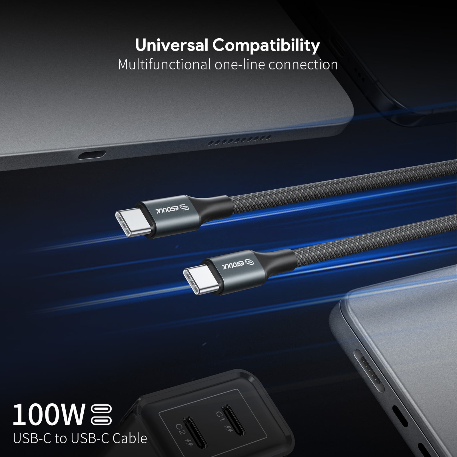 Compatible For Apple iPhone 17e 45W Fast Home Wall Travel Charger PD USB C + 1 X 6FT 100W Type C to C USB Cable