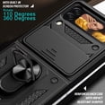 thumbnail image 6 of Cowithday Case for Samsung Galaxy Z Flip4 with Camera Cover & Kickstand, Slide Lens Protection 360°Rotate Ring Hybrid Rugged Bumper Shockproof Case Cover for Samsung Z Flip 4 5G 6.7" 2022, Black, 6 of 9