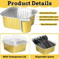 thumbnail image 3 of Topboutique 30 Pcs Aluminum Foil Baking Cups Square Mini Cake Pans with Lids 5 oz Disposable Ramekins Cupcake Cups Muffin Liners Flan Cups Dessert Cups for Wedding Christmas Birthday Party (Gold), 3 of 7