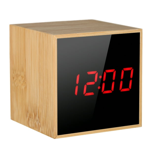 Mini Wooden LED Digital Alarm Clock USB & Battery Operated Voice