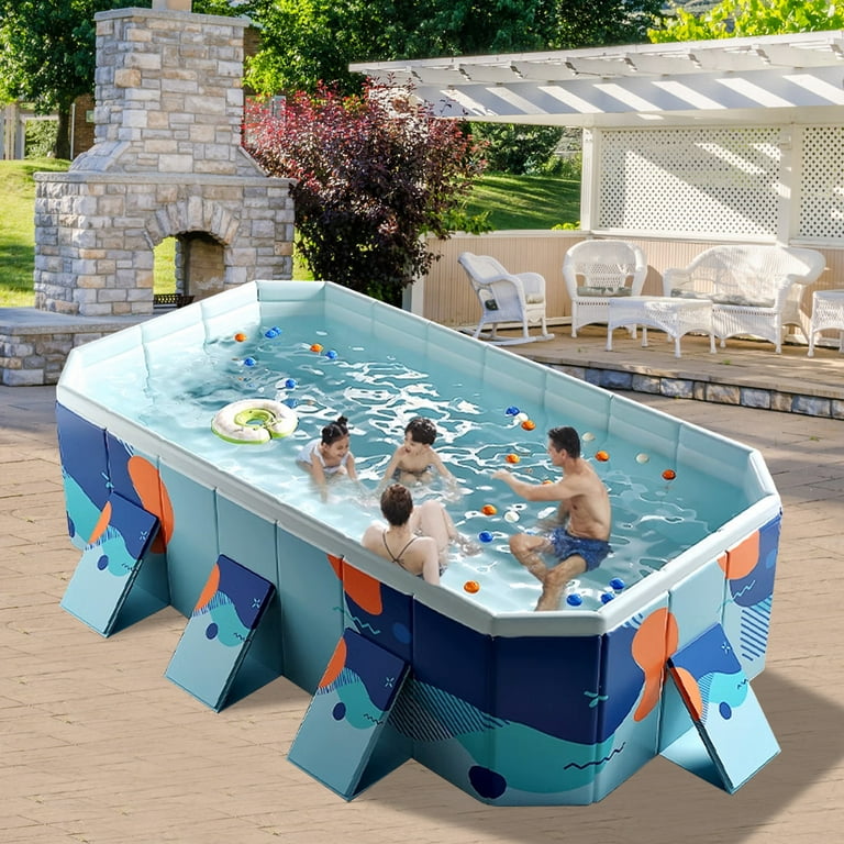 Foldable Swimming Pool, No-Inflatable Above Ground Pool for Kids