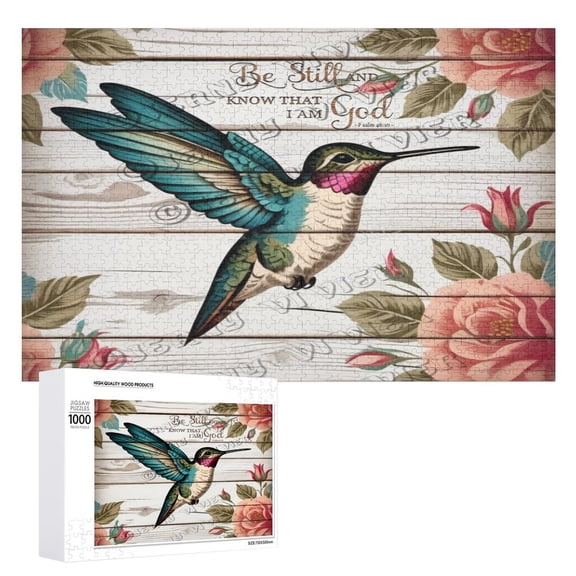 Hummingbird - Be Still And Know That I Am God 1000 Piece Jigsaw Puzzle for Adults,1000 pc Large Piece Jigsaw,Fun Challenging Brain Exercise Family Game Creative Gift for Friends