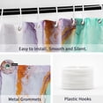 thumbnail image 3 of Abstract Marble Shower Curtain, Blue Green Jade Texture Gold Stripes Ombre Watercolor Paint Bath Curtain, Modern Ink Art Decor, 72x72, 3 of 7