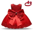 thumbnail image 1 of EINCcm Ball Gown Dresses for Girls, Lace Bowknot Princess Dresses Birthday Party Wedding Gown Kids Dresses for Toddler Kids Baby Girl, Red,18-24 Months, 1 of 1
