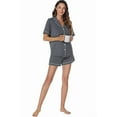 thumbnail image 6 of GEX Womens Bamboo Viscose Pajamas Set Cooling Super Soft 2 Piece PJ Set Button-Down Short Sleeve Sleepwear S-XXL (Dark Gray), 6 of 7