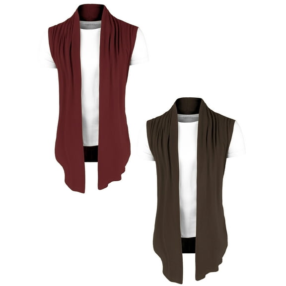 NOMADIC NOOK Men's Open Front Regular Fit Sleeveless Cardigan 2 Packs