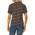 thumbnail image 4 of Allegra K Women's Floral Ruffled Short Sleeve Ruffle Neck Casual Blouses, 4 of 6