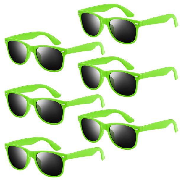 Paquete de 12 Anteojos de Sol Retro Verde Neón para Fiesta - Adultos
