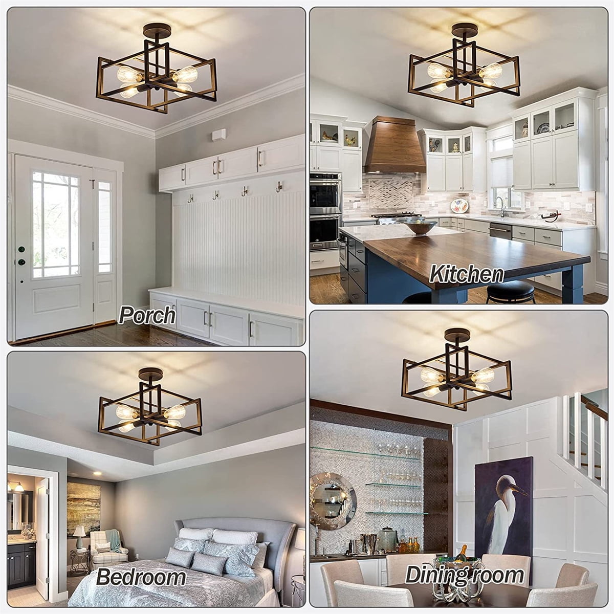 Flush Mount Ceiling Light Fixture Industrial Metal Close to Ceiling Lights,Farmhouse Lighting for Hallway Bedroom Kitchen Dining