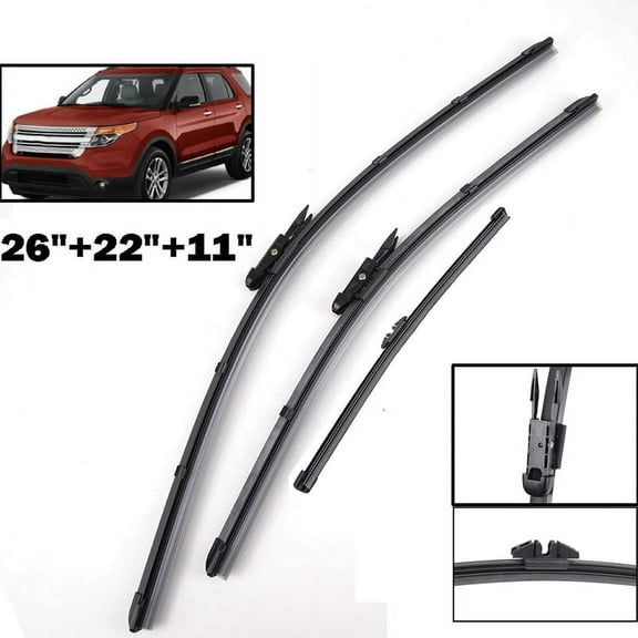 3Pcs 26''/22''11'' Front Rear Windshield Wiper Blades for Ford Explorer 2011-2018