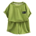 thumbnail image 6 of Vornjynx Outfit Sets for Boys Crew Neck Short Sleeve Tee and Shorts Elastic Waist Comfort Soft Summer Trendy Daily Clothes 2 Piece Green Size 6-12, 6 of 6