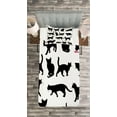thumbnail image 3 of Ambesonne Cat Quilted Bedspread Set 2 Pcs, Black Kittens Pets Paws, Twin Size, Black White, 3 of 3