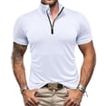 thumbnail image 2 of CUSTG T-Shirts Men's Workout Gym Muscle Athletic Running Hiking Active Half Zip Short Sleeve T Shirts Relaxed Fit O-Neck Tops, 2 of 5