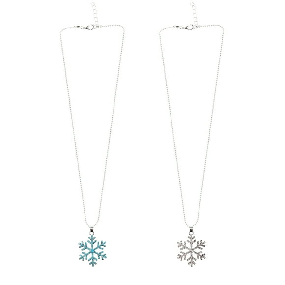 2Pcs Charming Snowflake Necklace Diamond Inlaid Necklace Women Neck Decor