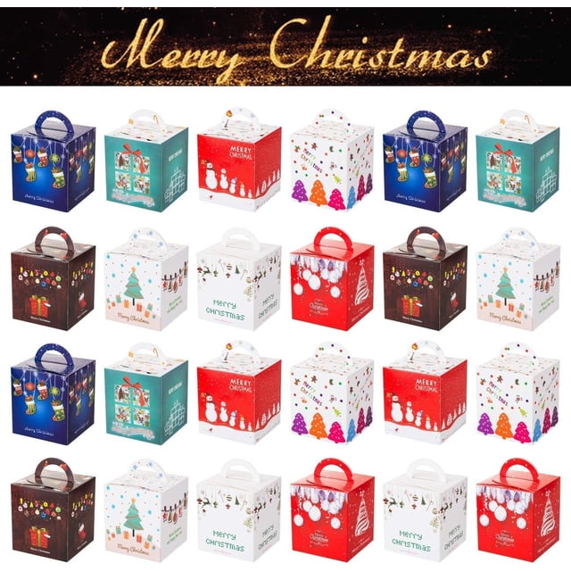 Cajas de Regalo para Navidad de 24pcs Cajas para Galletas Dulces Bolsas de Papel Cajas de Regalo Caramelos Navidad