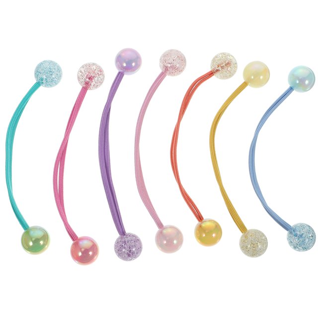 unbranded 14Pcs Assorted Color Double Ball Elastic Ponytail Holders Decorative Hair Ties for Parties
