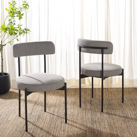 Safavieh Andrean Modern Metal and Fabric Dining Side Chairs Gray / Black (Set of 2)